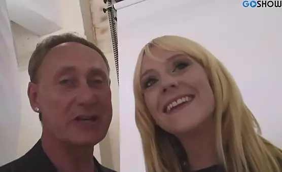 Blonde Slut in Fishnets Seduces Two Guys and Engages in an Erotic Threesome