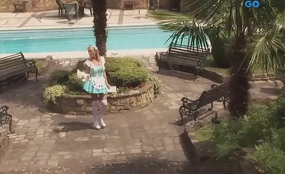 Blonde Bitch with Ribbons Sucks and Fucks A Horny Threesome Adventure