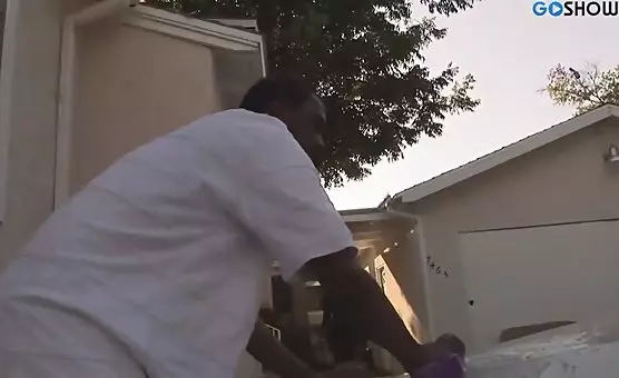 Overweight ebony rides on his BBC while dancing